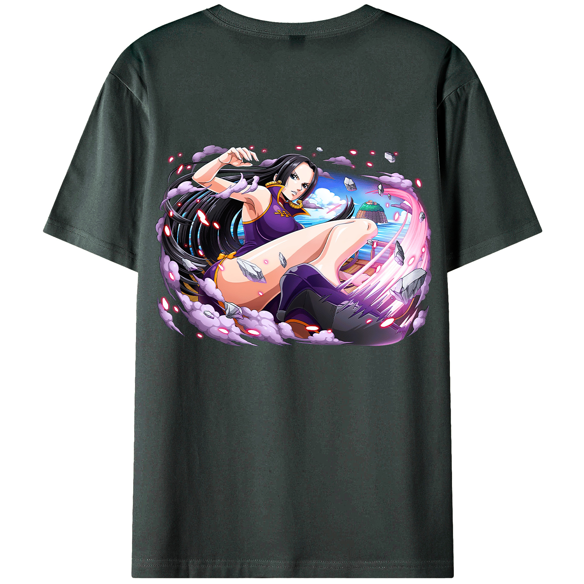 ワンピース ボア・ハンコック ONE PIECE Boa·Hancock 綿100％ メンズ半袖Tシャツ（バックプリント） 通気性